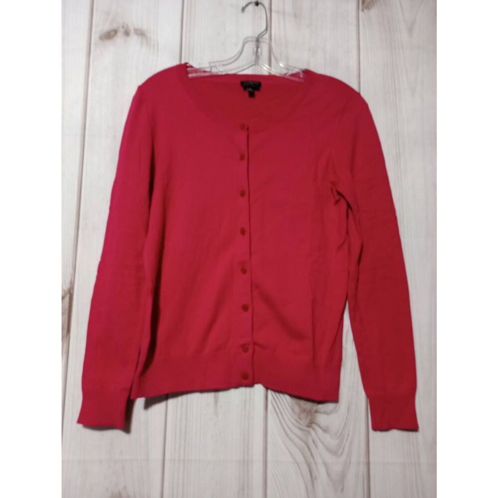 Talbots Petite Red Pima Cotton Blend Button Front Cardigan Sweater‎
